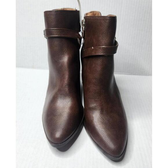 ZBY Boots Womens Size 9.5 Brown Block Heel Ankle Booties Buckle Strap Side Zip - Picture 4 of 8
